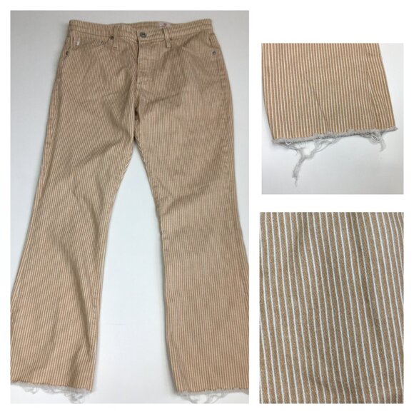 AG Adriano Goldschmied Tan Striped Jeans - Picture 1 of 14